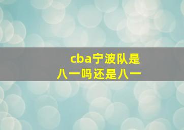 cba宁波队是八一吗还是八一