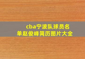 cba宁波队球员名单赵俊峰简历图片大全