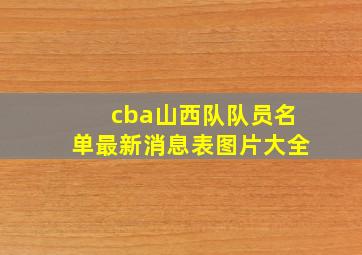 cba山西队队员名单最新消息表图片大全