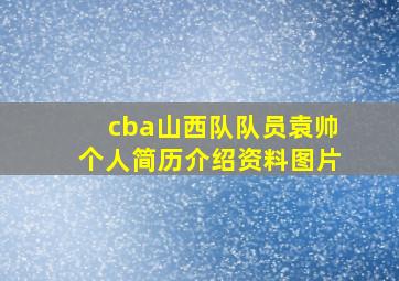 cba山西队队员袁帅个人简历介绍资料图片