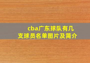 cba广东球队有几支球员名单图片及简介