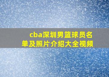 cba深圳男篮球员名单及照片介绍大全视频