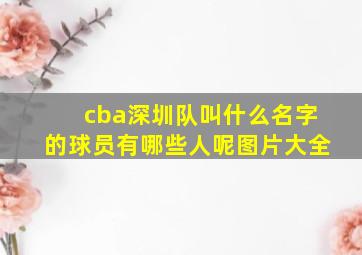 cba深圳队叫什么名字的球员有哪些人呢图片大全