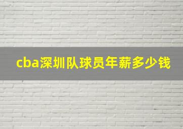 cba深圳队球员年薪多少钱