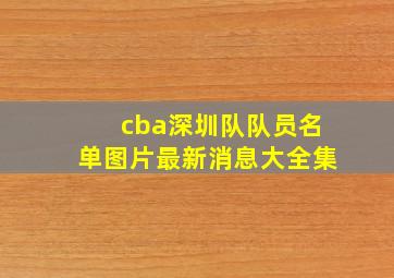 cba深圳队队员名单图片最新消息大全集