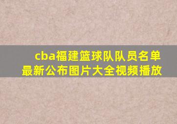 cba福建篮球队队员名单最新公布图片大全视频播放