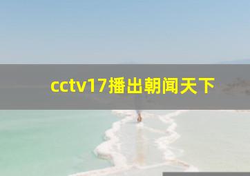 cctv17播出朝闻天下