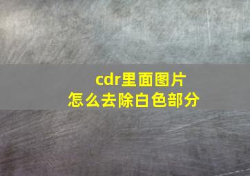 cdr里面图片怎么去除白色部分