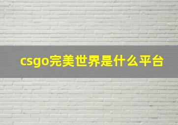 csgo完美世界是什么平台