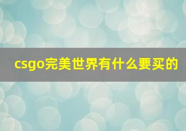 csgo完美世界有什么要买的