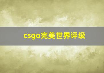 csgo完美世界评级