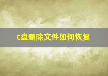 c盘删除文件如何恢复