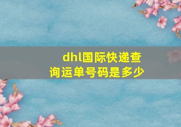 dhl国际快递查询运单号码是多少