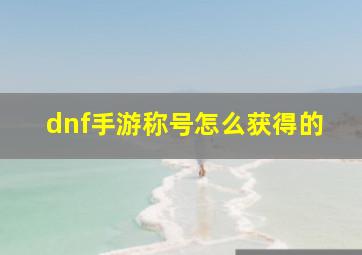 dnf手游称号怎么获得的