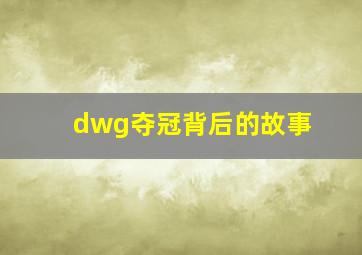 dwg夺冠背后的故事