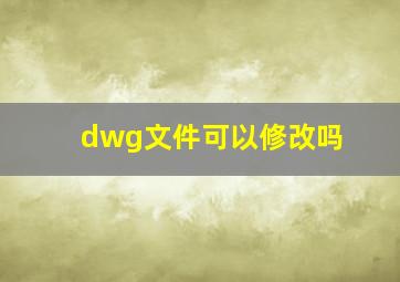 dwg文件可以修改吗