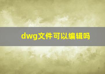 dwg文件可以编辑吗