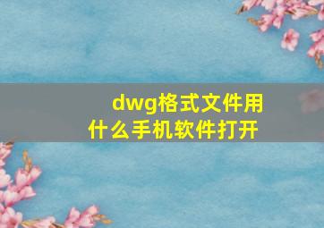 dwg格式文件用什么手机软件打开