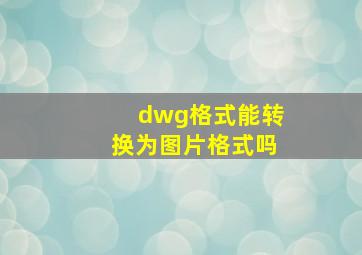 dwg格式能转换为图片格式吗