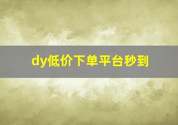 dy低价下单平台秒到