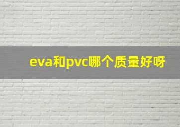 eva和pvc哪个质量好呀