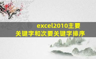 excel2010主要关键字和次要关键字排序