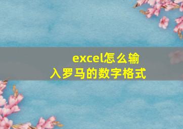 excel怎么输入罗马的数字格式