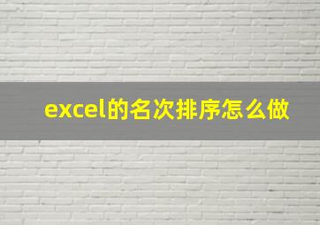 excel的名次排序怎么做