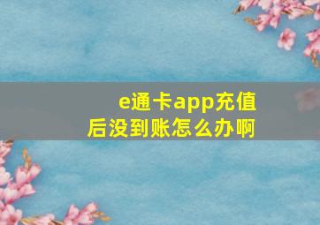 e通卡app充值后没到账怎么办啊