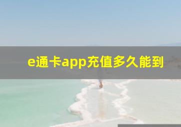 e通卡app充值多久能到