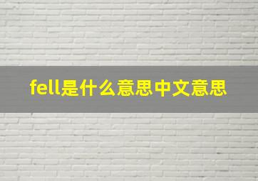 fell是什么意思中文意思