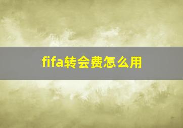 fifa转会费怎么用