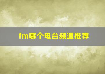 fm哪个电台频道推荐