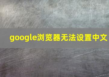 google浏览器无法设置中文