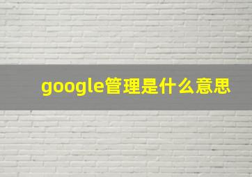 google管理是什么意思