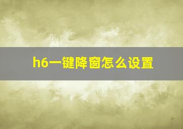 h6一键降窗怎么设置