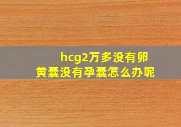 hcg2万多没有卵黄囊没有孕囊怎么办呢