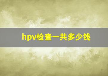 hpv检查一共多少钱