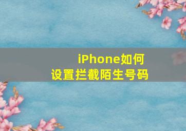 iPhone如何设置拦截陌生号码