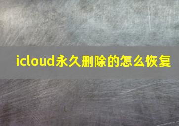 icloud永久删除的怎么恢复