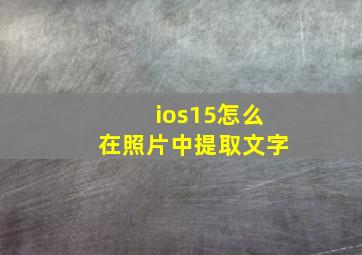 ios15怎么在照片中提取文字