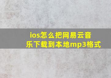 ios怎么把网易云音乐下载到本地mp3格式