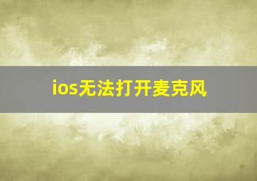 ios无法打开麦克风