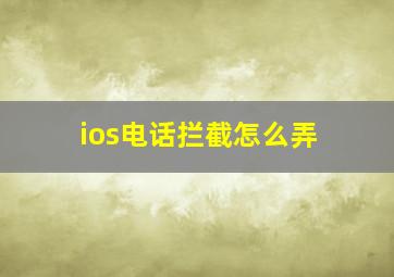 ios电话拦截怎么弄