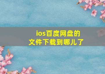 ios百度网盘的文件下载到哪儿了