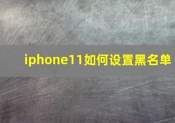 iphone11如何设置黑名单