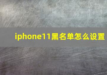 iphone11黑名单怎么设置