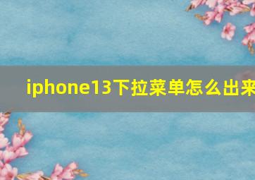 iphone13下拉菜单怎么出来