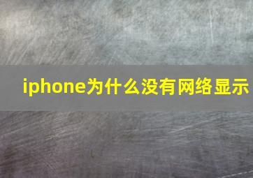 iphone为什么没有网络显示