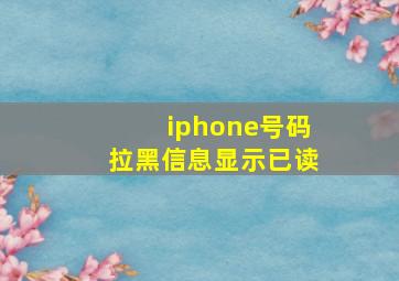 iphone号码拉黑信息显示已读